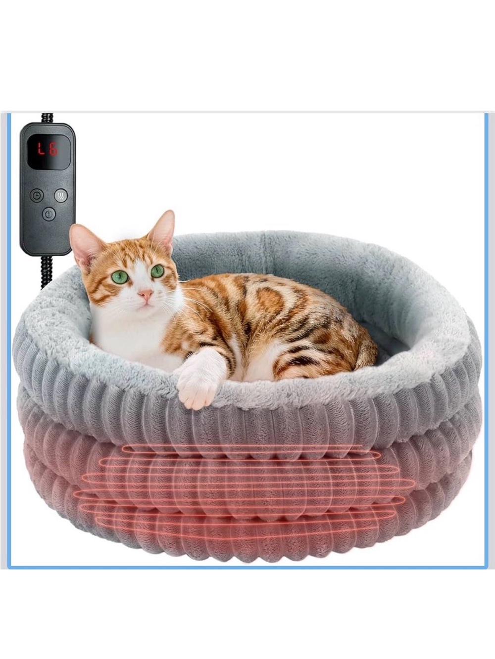 20” Heated Donut Cat Bed & Adjustable Pad - New in Box
